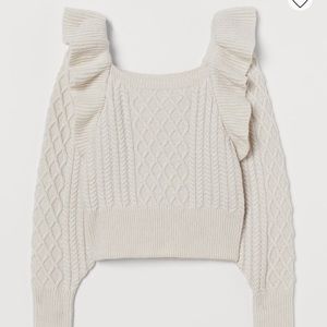 H&M Flounced Cable-knit Sweater XS